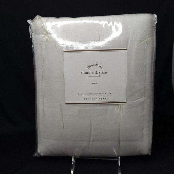 Pottery Barn Pillow Sham Foundations Cotton Silk White Square 26‎ x 26 Euro New - Picture 1 of 10